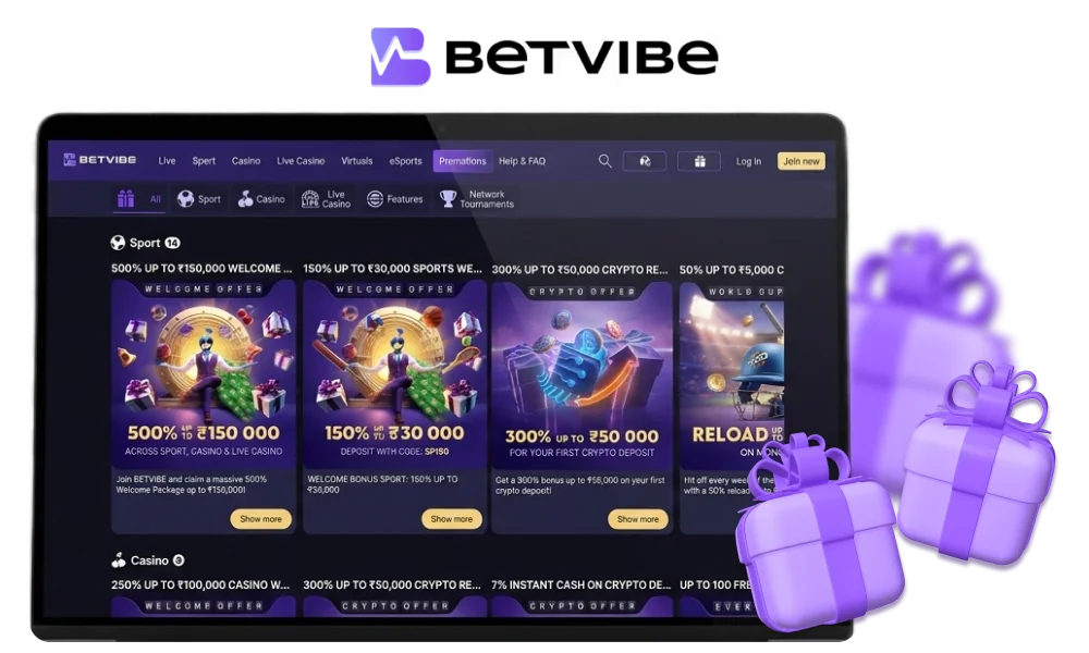 BetVibe bonuses and promotions for players from India