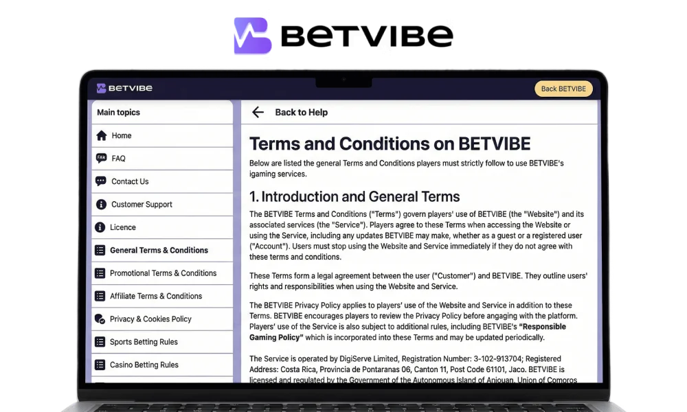 BetVibe India Terms and Conditions